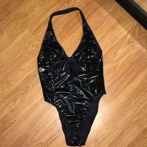 New latex halter bodysuit